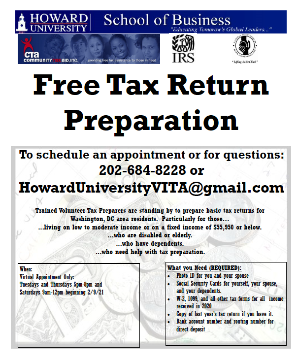 Howard Provides Free, Virtual Tax Help to Community on Evenings and